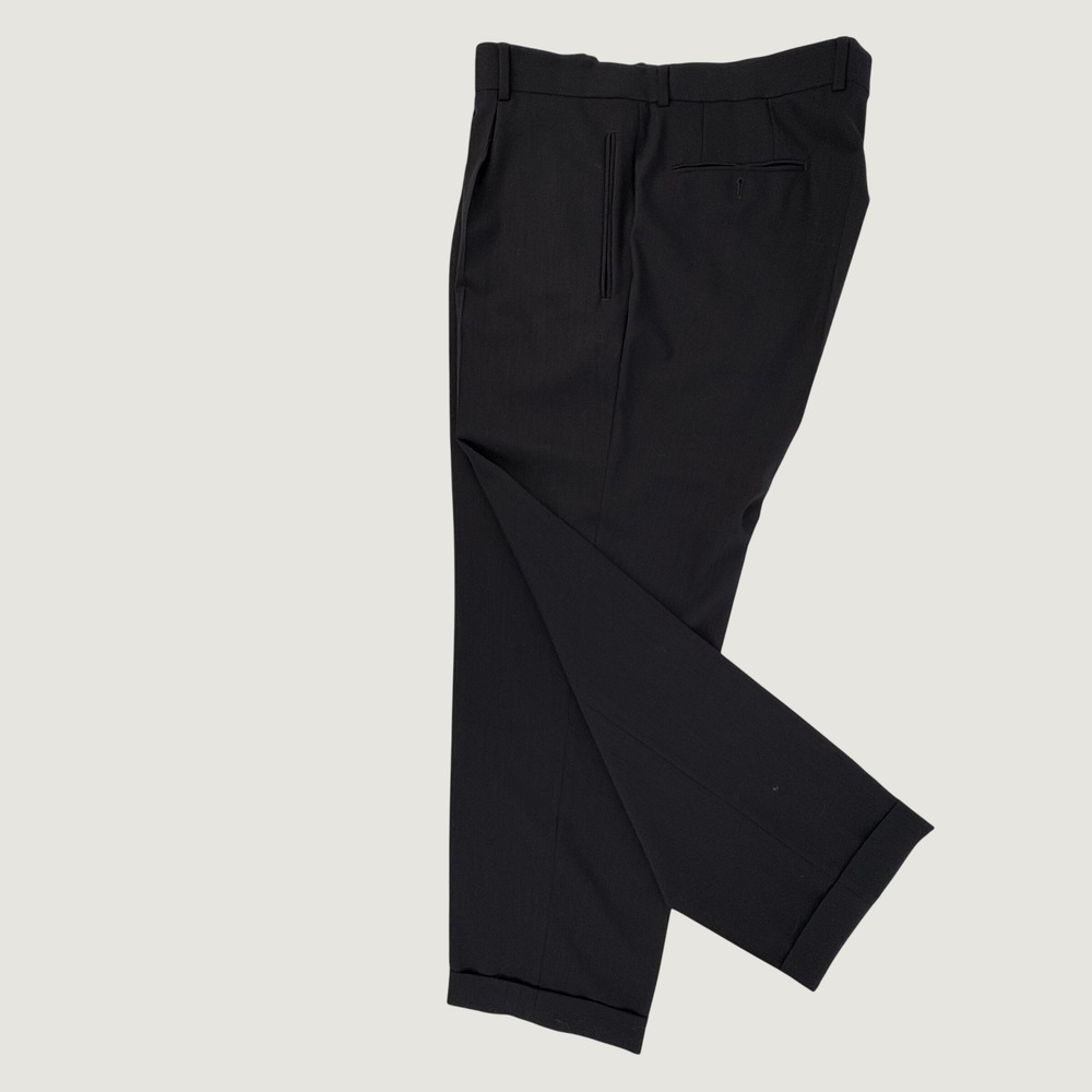 Hugo Boss Einstein Sigma Dress Pants Black Mns 56 Black Pleated Wool Cuffed